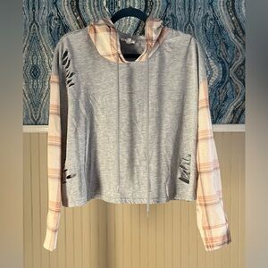 Dance & Marvel Distressed Gray and Pink Hoodie, Size L